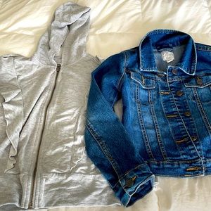🍭 Girls Jean Jacket and Hoodie Zip Up Sweatshirt